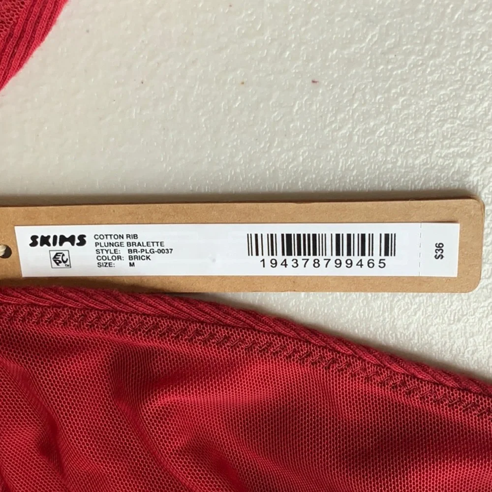 SKIMS cotton rub plunge bralette M BRICK - Picture 3 of 3